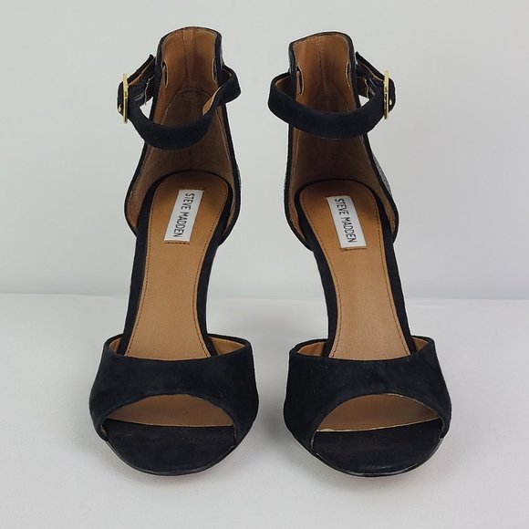 Steve Madden Black Leather Heels Size 9.5 - Picture 2 of 9